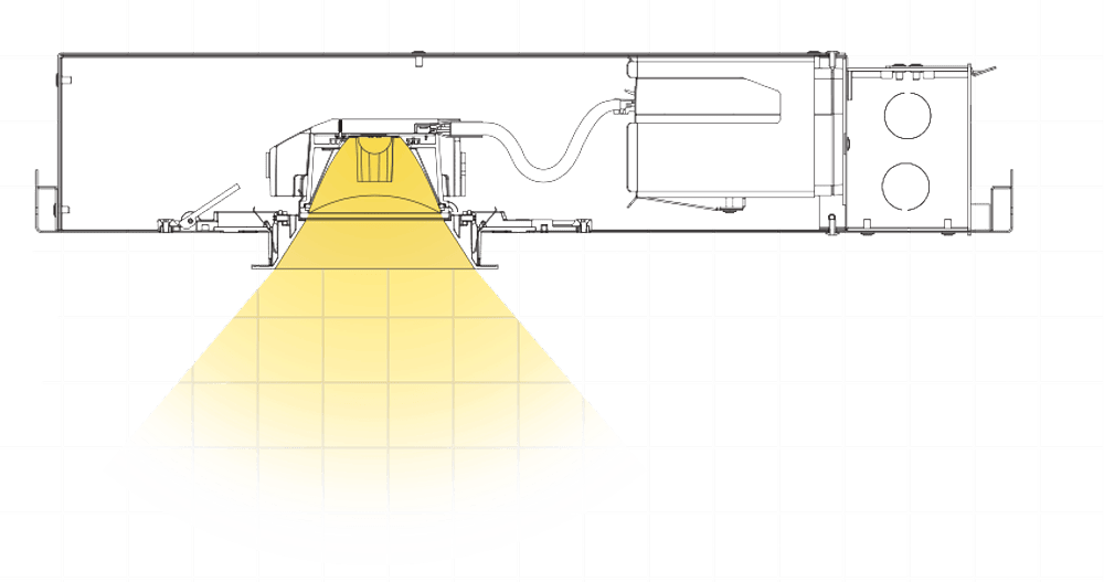 Technical diagram showing Ketra&rsquo;s advanced lighting optics